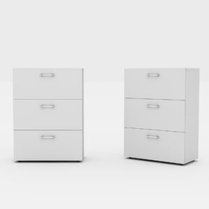 3 Drawer File Cabinet White Stylish