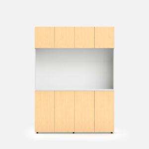 Wooden tall cabinets, light and dark brown