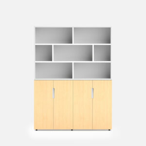 Wooden Tall Storage Cabinet Multi-Color Upper Lower Design