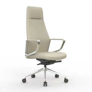 Light Brown Conference Chair with Armrest and Wheels