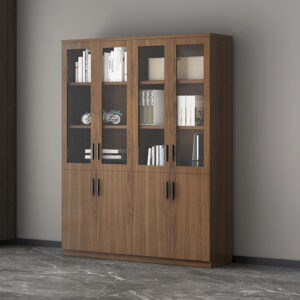 Dark Brown Lattice Upper Lower Filing Cabinet
