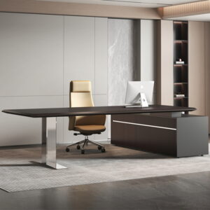 Stainless Steel Electrical Lifting Desk With Side Cabinet