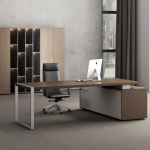 L Shape Executive Desk MDF Wood Venner Finish
